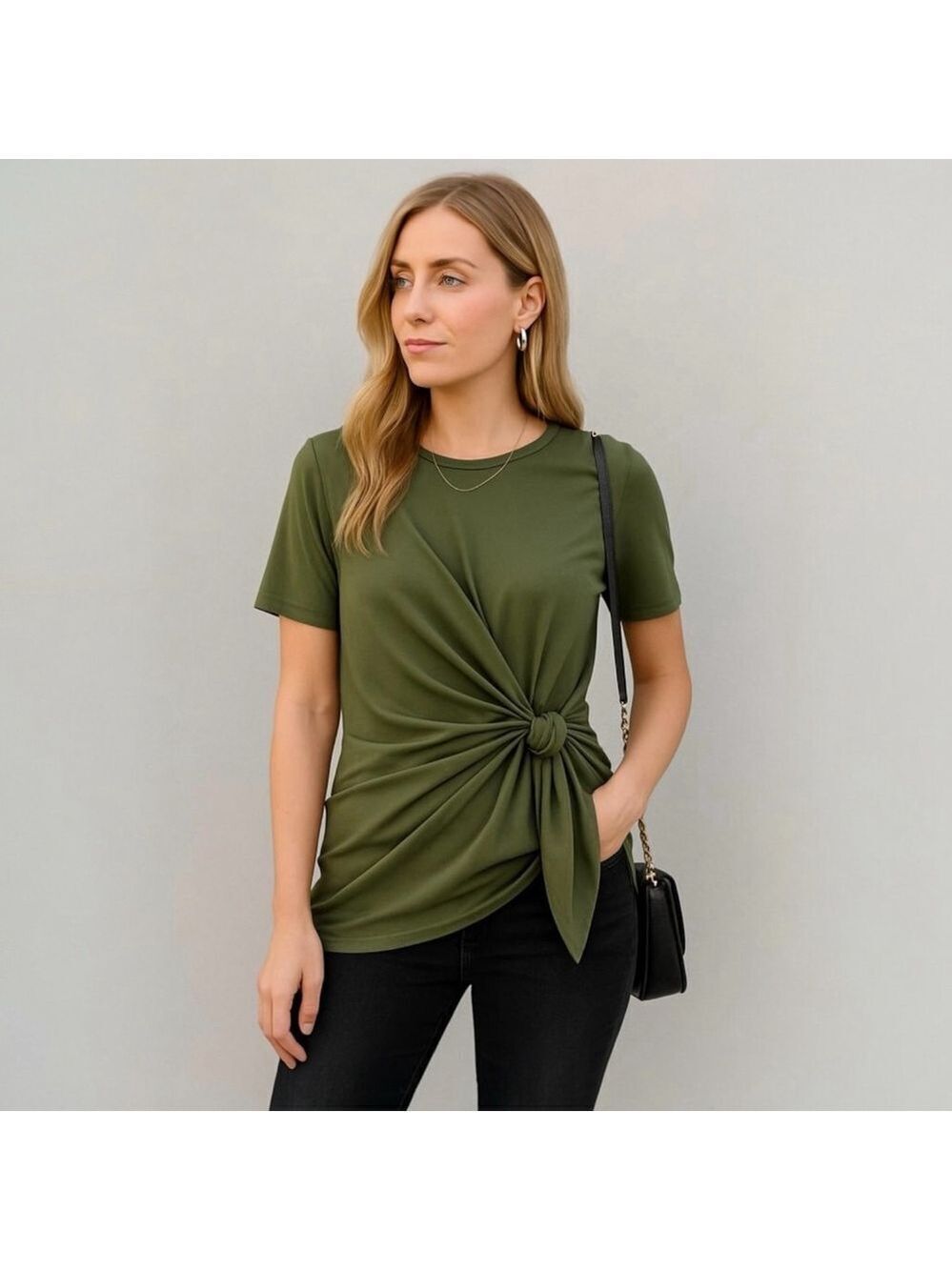 Women's DKR & Co Green Short Sleeve Tie-Front Top Size S New - Picture 8 of 8